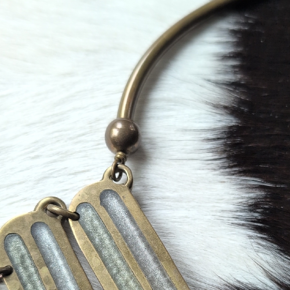 Vintage Solid Brass Collar Necklace - image 6